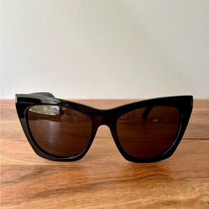 YSL Yves Saint Laurent Classic Black Cat-Eye Sunglasses - YSL Case Included